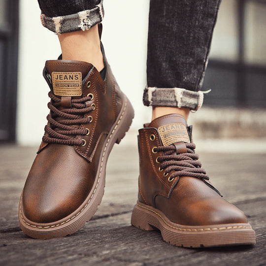 Damen hochwertige Leder Stiefeletten im lässigen Design