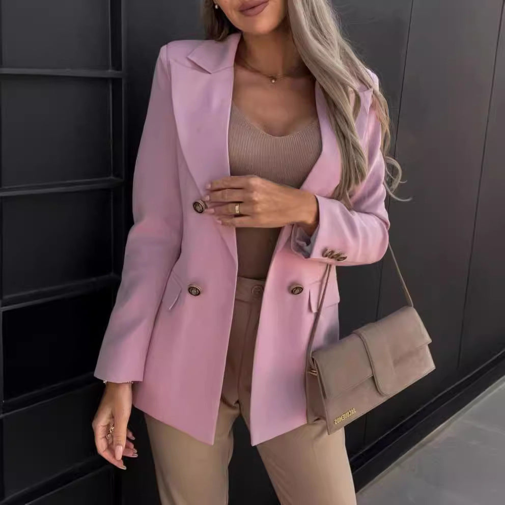 Damen Eleganter taillierter Blazer mit doppelter Knopfleiste und vielseitigem Schnitt