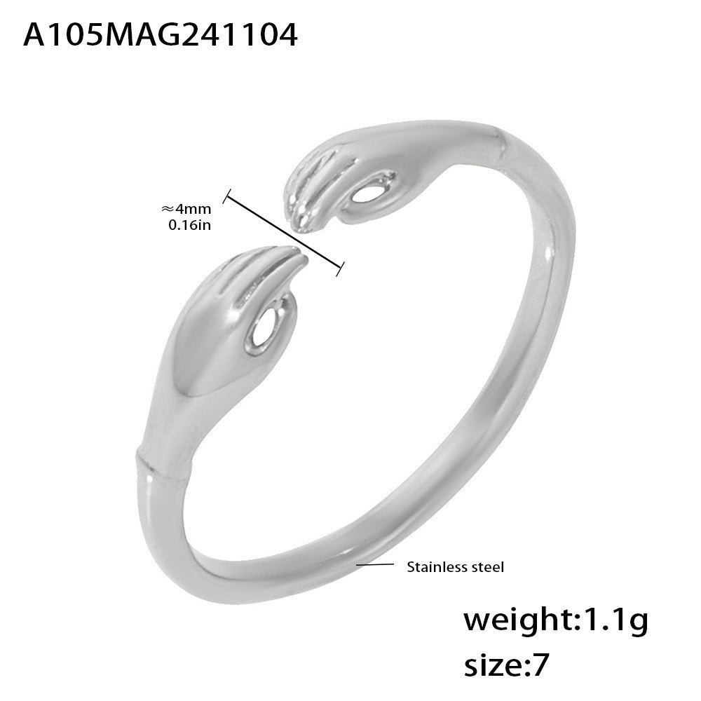 Damen Offener Armreif mit Handdesign aus hochwertigem Edelstahl Shop Nory