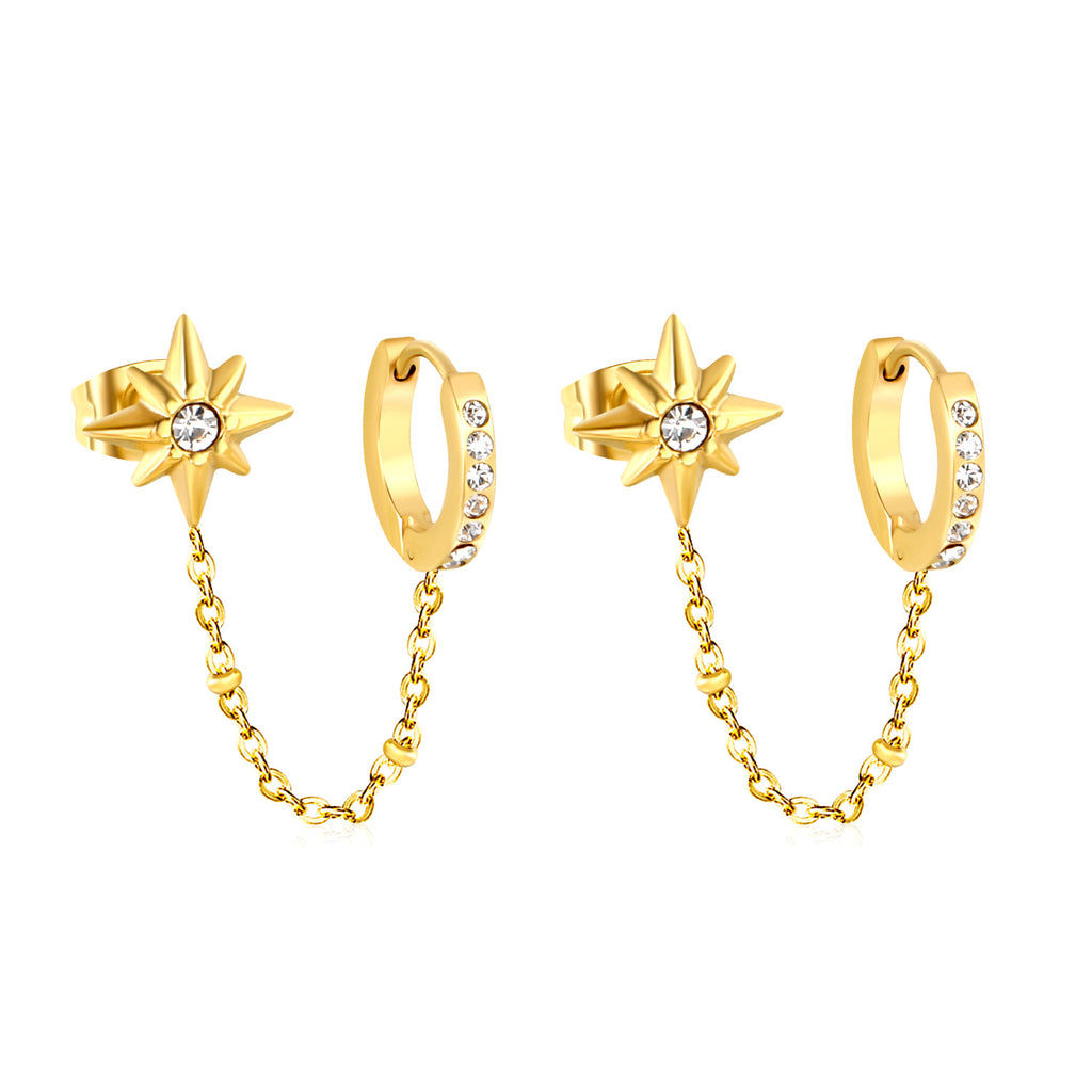 Damen Ohrhänger mit funkelndem Sternmotiv und elegantem Kettenanhänger Shop Nory