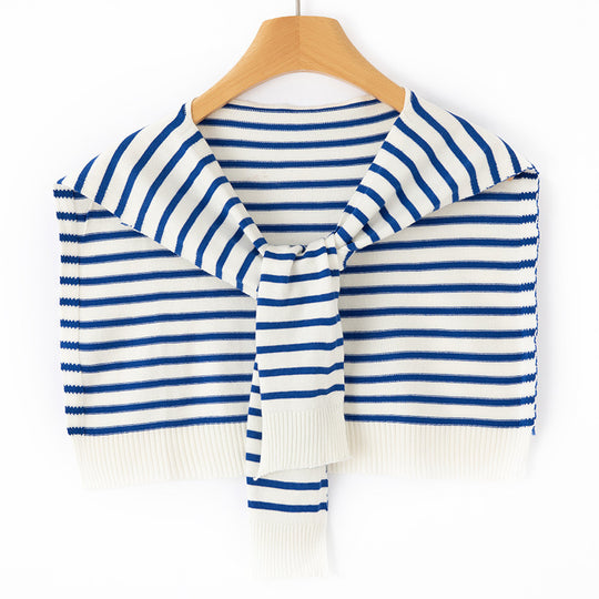 Damen Kurzgestricktes Schultercape zum Binden gestreifte Feinstrick-Wickelstola Shop Nory