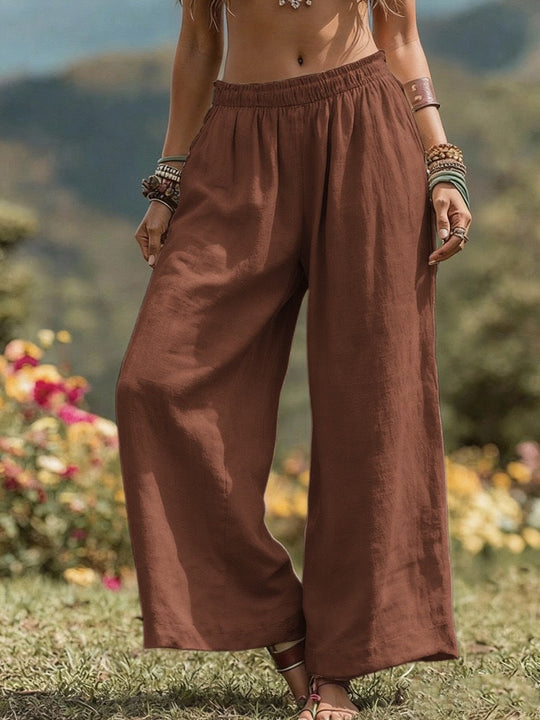 Damen Weit geschnittene Leinenhose