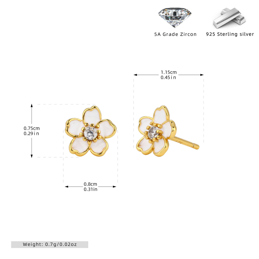 Damen Blumen Ohrstecker aus 925 Sterling Silber mit Zirkonia Shop Nory