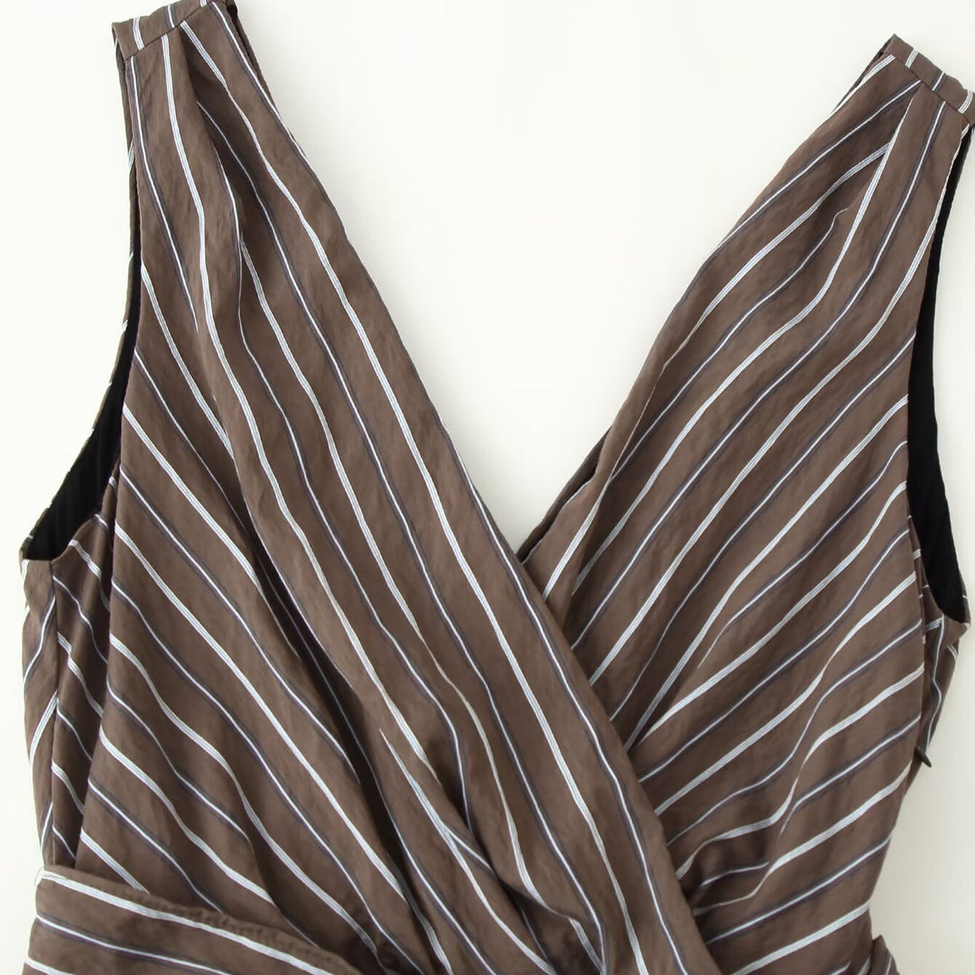 Damen Ärmelloser Wickel-Jumpsuit mit weitem Bein und Taillengürtel Shop Nory