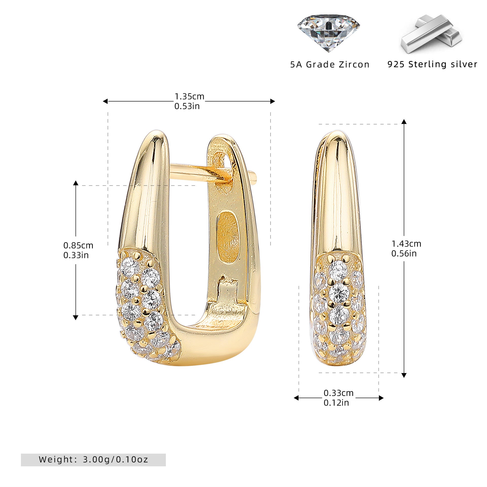 Damen Ohrhänger mit luxuriösem Zirkonbesatz aus hochwertigem 925 Sterling Silber Shop Nory