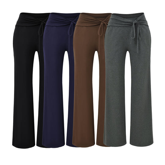 Damen Weite Jersey-Loungehose mit Umschlagbund und Tunnelzug Shop Nory