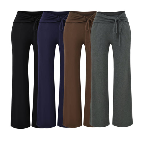 Damen Weite Jersey-Loungehose mit Umschlagbund und Tunnelzug Shop Nory