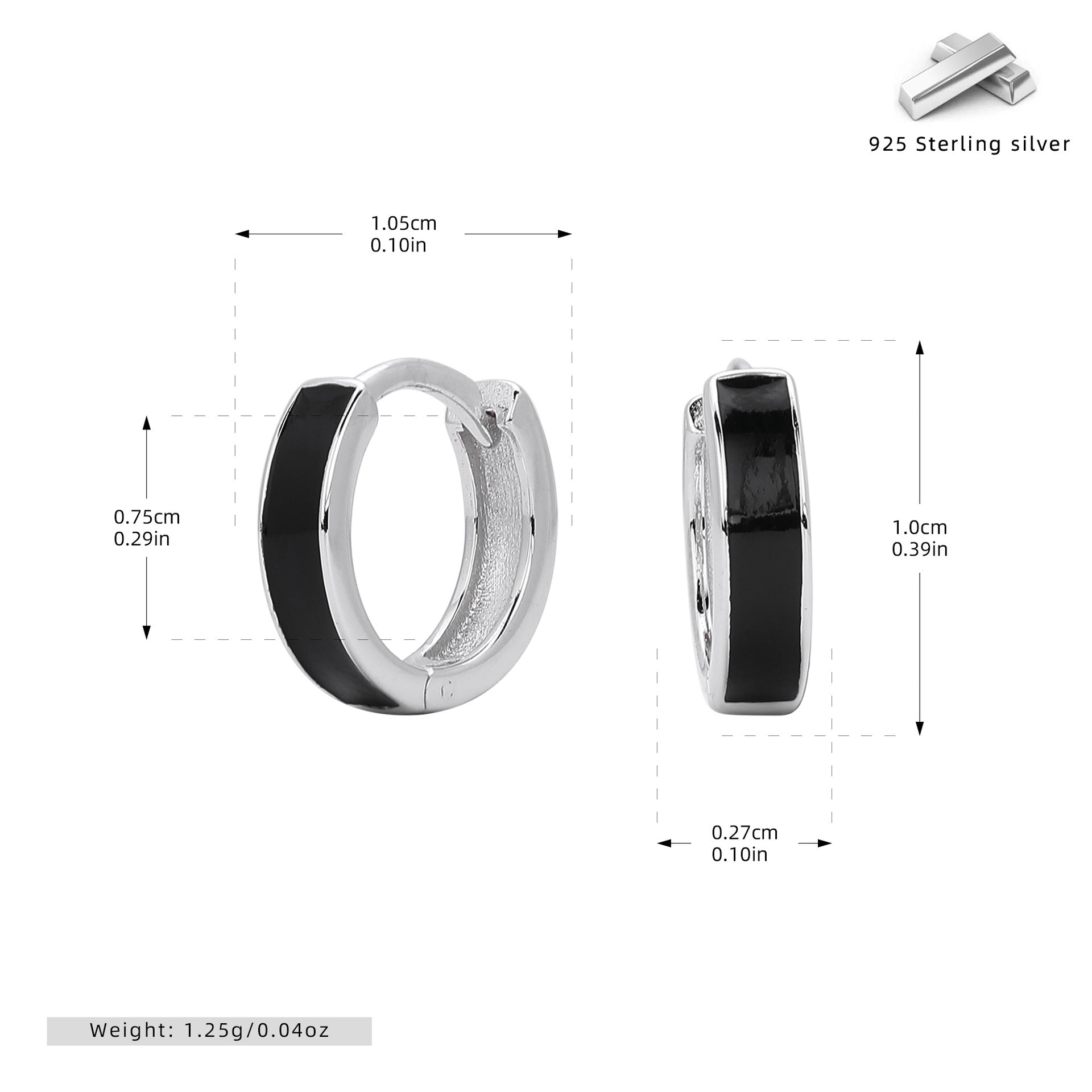 Damen Creolen mit elegantem schwarz-goldenem Design aus 925 Sterling Silber Shop Nory