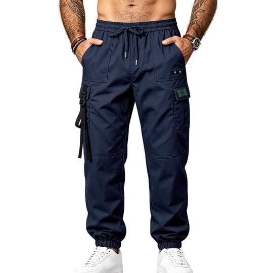 Herren Utility-Cargohose im Jogger-Stil mit elastischem Bund, Mehrfachtaschen und Beinriemen Shop Nory