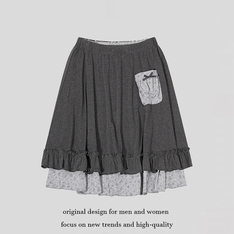 Damen Lagen-Rock mit Volant, elastischem Komfortbund und Zier-Taschendetail Shop Nory