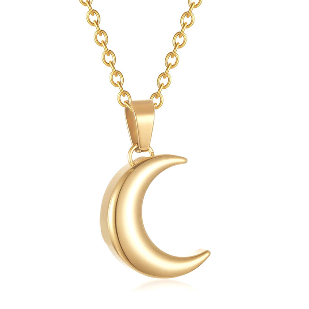 Damen eleganter Edelstahl-Mondanhänger mit feinem Kettenverschluss Shop Nory