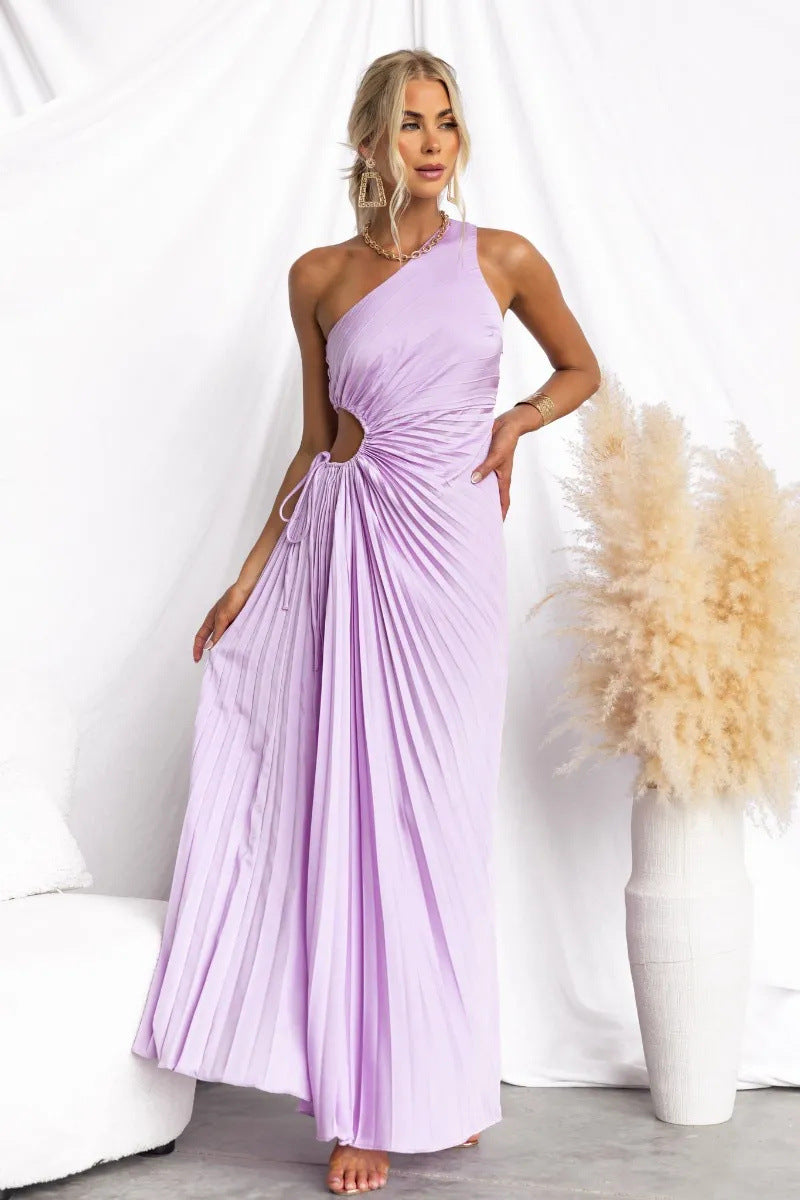 Damen Maxikleid mit Raffiniertem Faltenwurf und Asymmetrischem Design