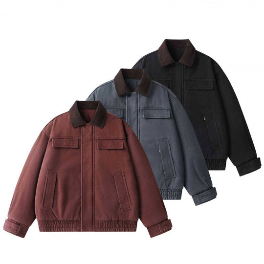 Herren Oversized Canvas-Blouson mit Cordkragen, verdeckter Frontleiste und gerafftem Saum Shop Nory