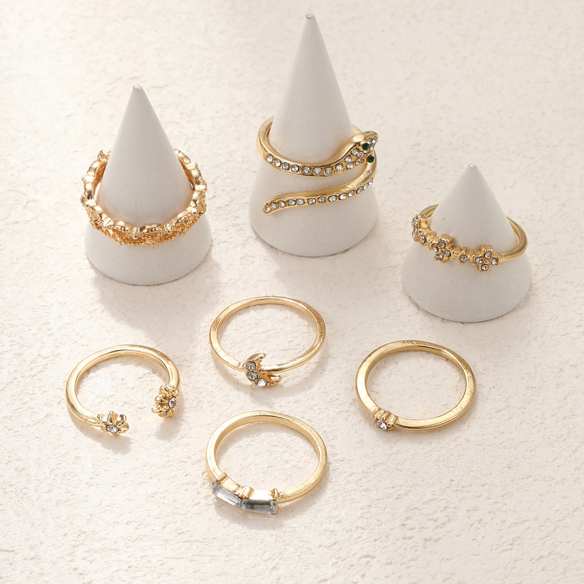 Damen Ring-Set mit kreativem Design und funkelnden Akzenten Shop Nory