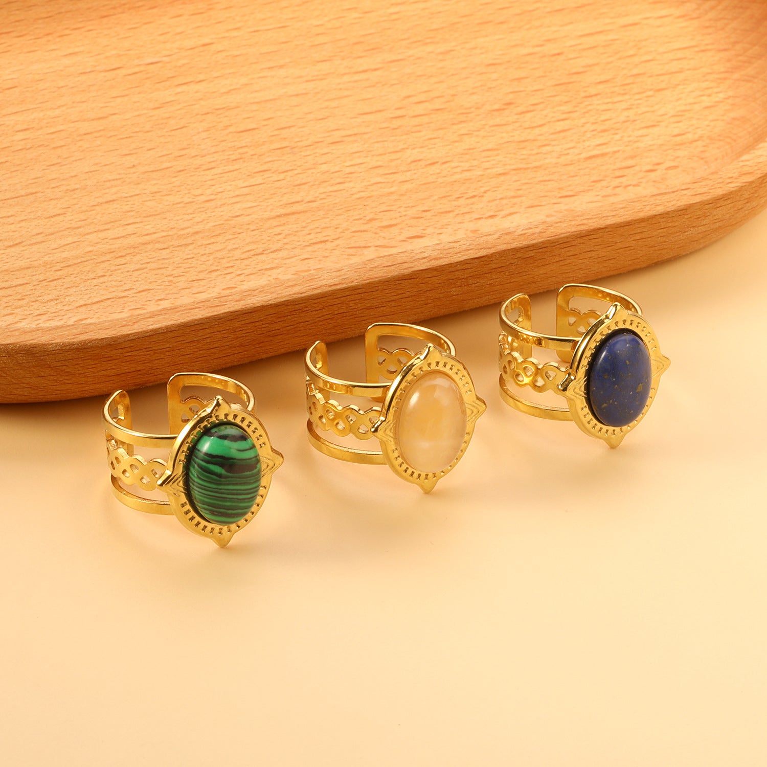 Damen offener Ring mit verstellbarem Design und elegantem Kunststoffstein Shop Nory