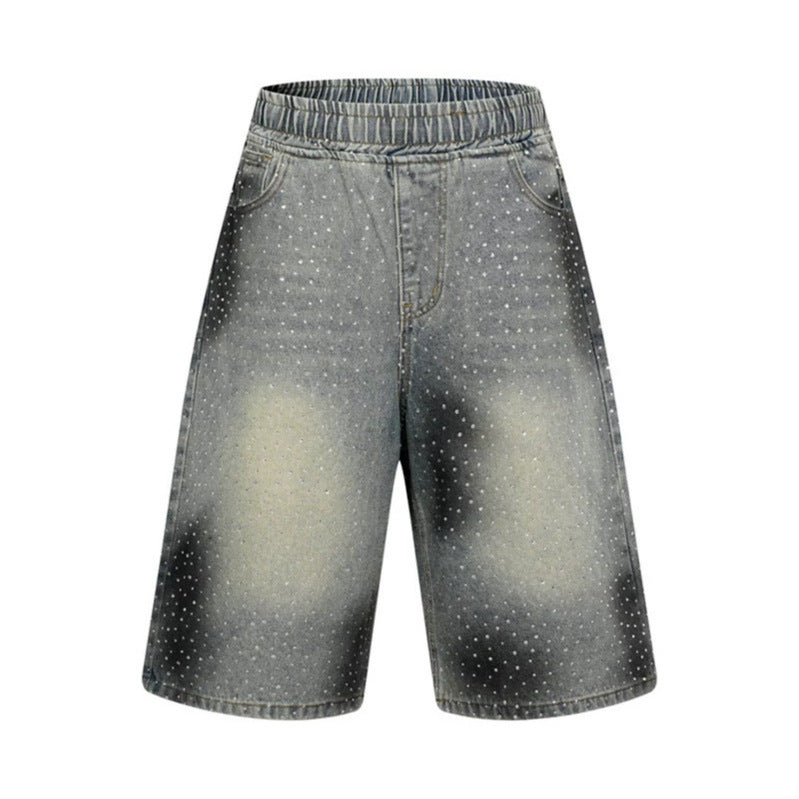Damen hochgeschnittene Denim-Culotte-Shorts mit Komfortbund und dezentem Punktmuster Shop Nory