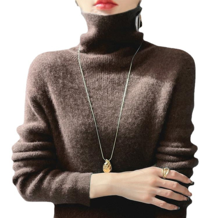 Damen Kurz geschnittener Rollkragenpullover aus weichem Kaschmir-Blend mit schmaler Silhouette Shop Nory