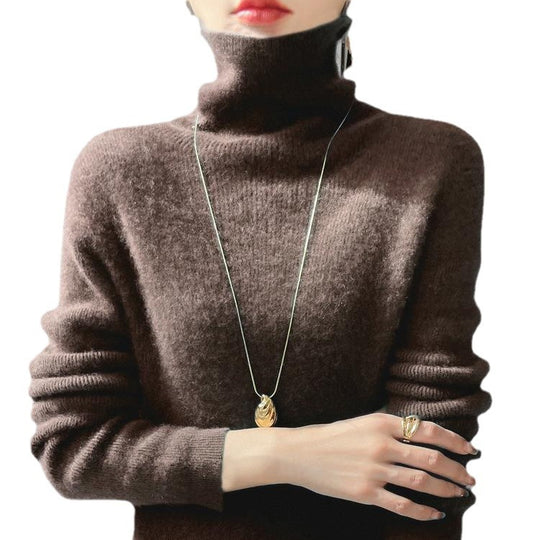 Damen Kurz geschnittener Rollkragenpullover aus weichem Kaschmir-Blend mit schmaler Silhouette Shop Nory