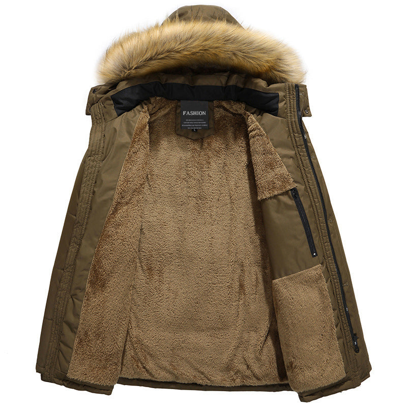 Herren Isolierter Langparka mit Teddyfleece-Innenlage, abnehmbarer Kunstfellkapuze und verdecktem Zweiwege-Reißverschluss Shop Nory