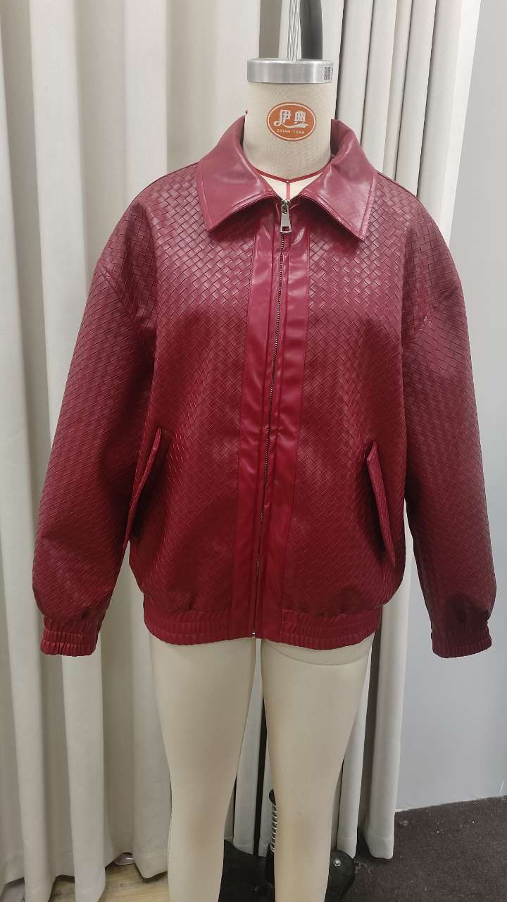 Damen Geflochtene Kunstleder‑Bomberjacke im Boxy‑Cut mit Reißverschluss Shop Nory