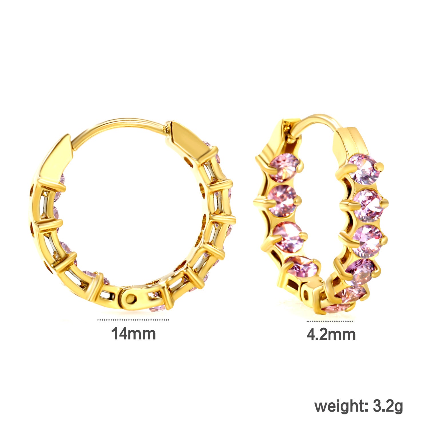 Damen Elegante Creolen mit funkelnden rosa Zirkonia Shop Nory