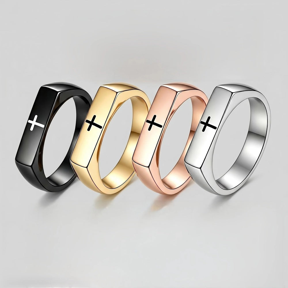 Herren Ring mit modernem, minimalistischen Design und stilvollem Kreuzmotiv Shop Nory