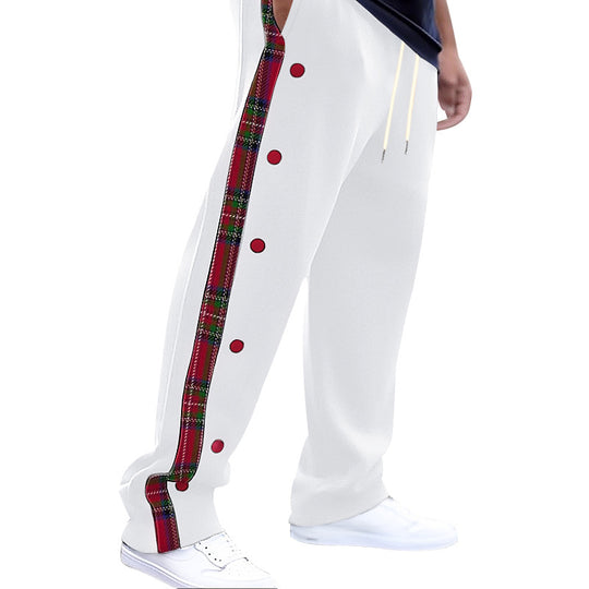 Herren lockere Jogginghose mit seitlichem Karostreifen und Druckknopfleiste Shop Nory