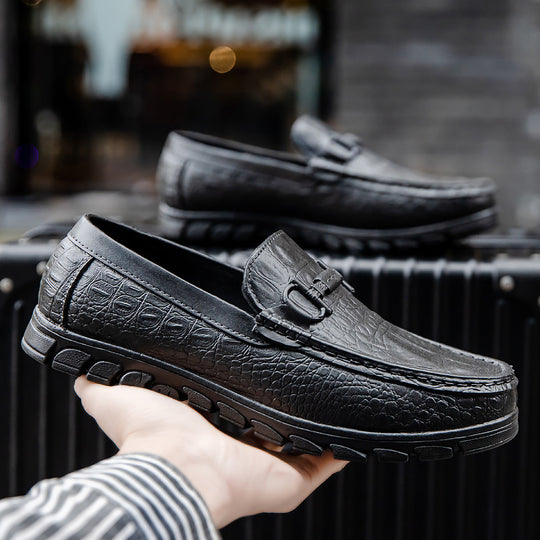 Herren Mokassin im Lederlook mit Krokoprägung, Profilsohle und Komfortfußbett Shop Nory