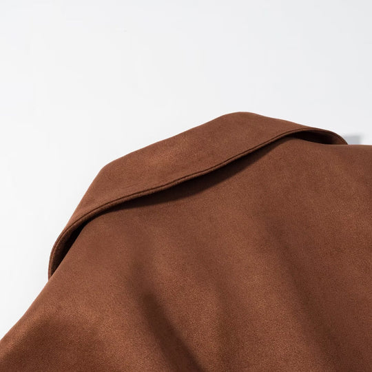 Damen Kurzjacke im Veloursleder‑Look mit Taillengürtel und großem Revers Shop Nory