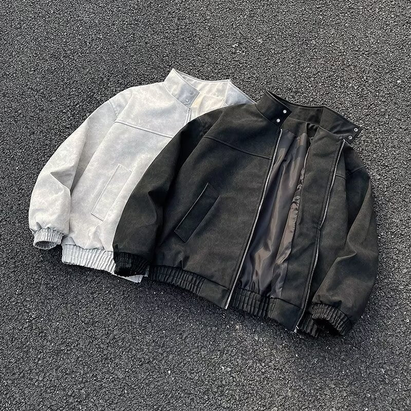 Unisex Kurz geschnittene Oversize-Bomberjacke mit Stehkragen und elastischem Saum Shop Nory