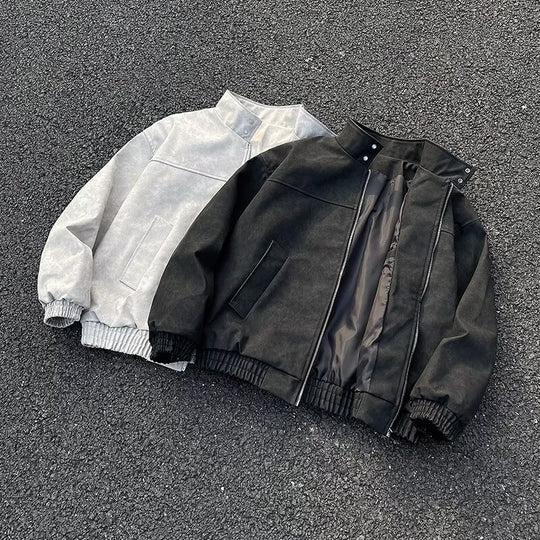 Unisex Kurz geschnittene Oversize-Bomberjacke mit Stehkragen und elastischem Saum Shop Nory