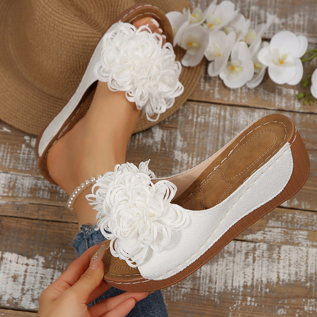 Damen Wedge-Pantolette mit floralen Applikationen