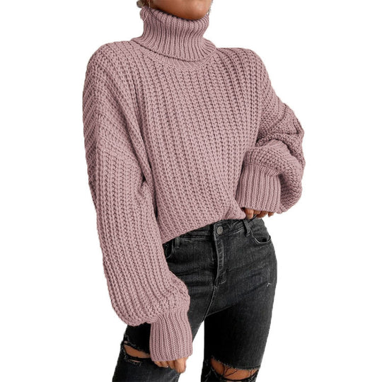 Damen nan grober Rollkragenpullover mit Oversize-Ärmeln und gerippten Bündchen Shop Nory