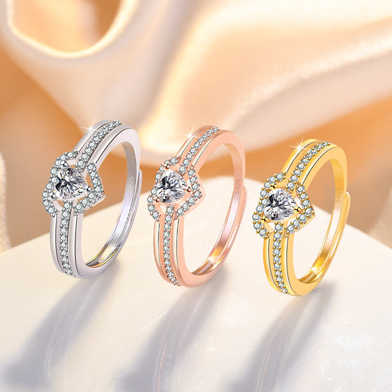 Damen Eleganter Ring mit funkelndem Herzdesign und Zirkonia Shop Nory