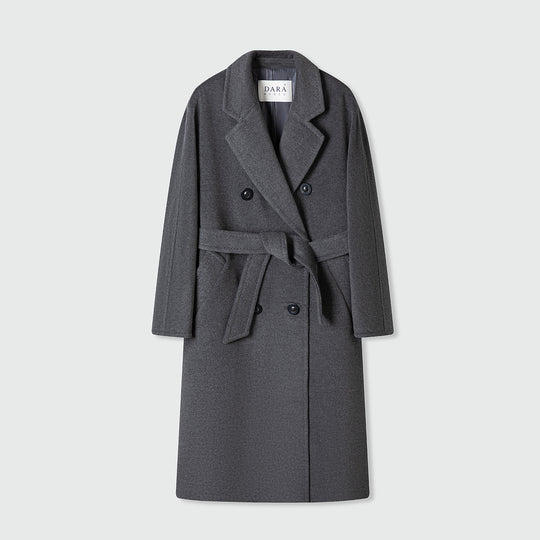 Damen Eleganter Double-Breasted Wollmischung Mantel Shop Nory