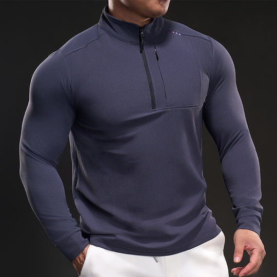 Herren Slim-Fit Thermo-Longsleeve mit Stehkragen und Brustreißverschluss Shop Nory