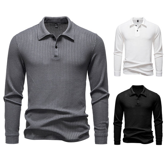 Herren Waffelstrick-Poloshirt mit Halbknopfleiste und Hemdkragen Shop Nory