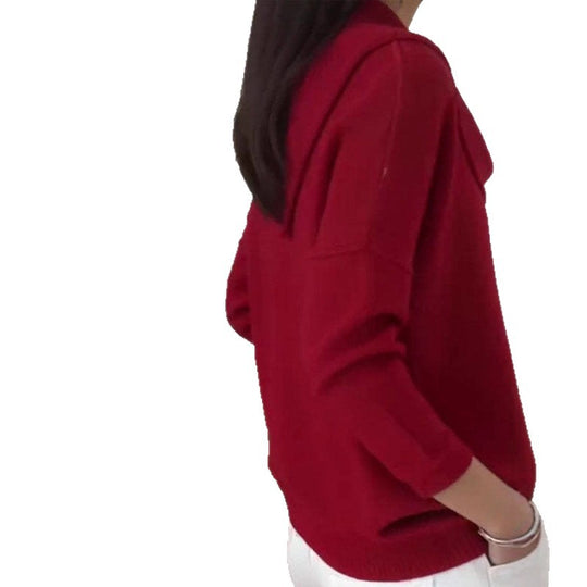 Damen Stylischer Bootcut Pullover mit Wasserfall-Ausschnitt Shop Nory