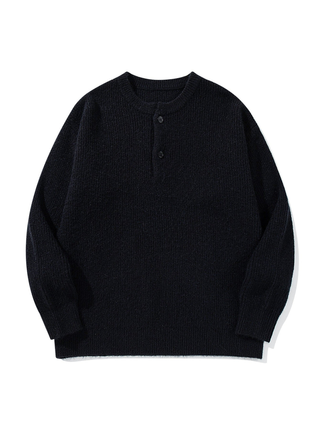 Herren Grobstrick-Henley-Pullover mit halber Knopfleiste und Rippbündchen Shop Nory