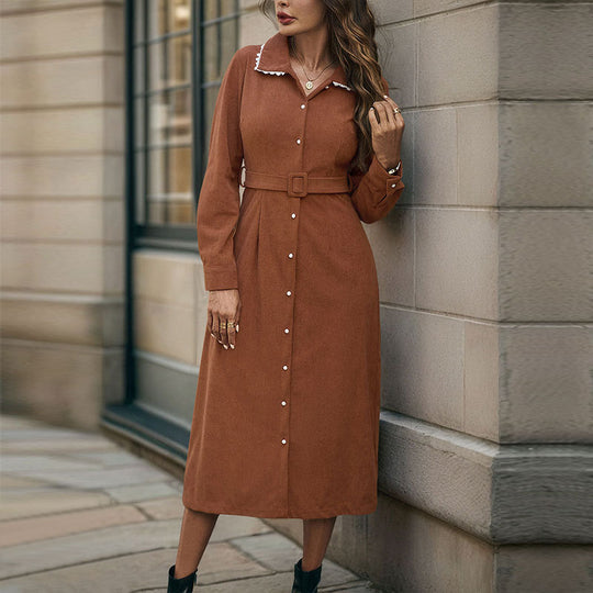 Damen Hemdblusenkleid mit Gürtel und Rüschen Shop Nory