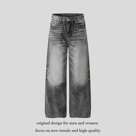 Damen Hochtaillierte Wide‑Leg Denimhose mit Used-Fade-Effekt Shop Nory