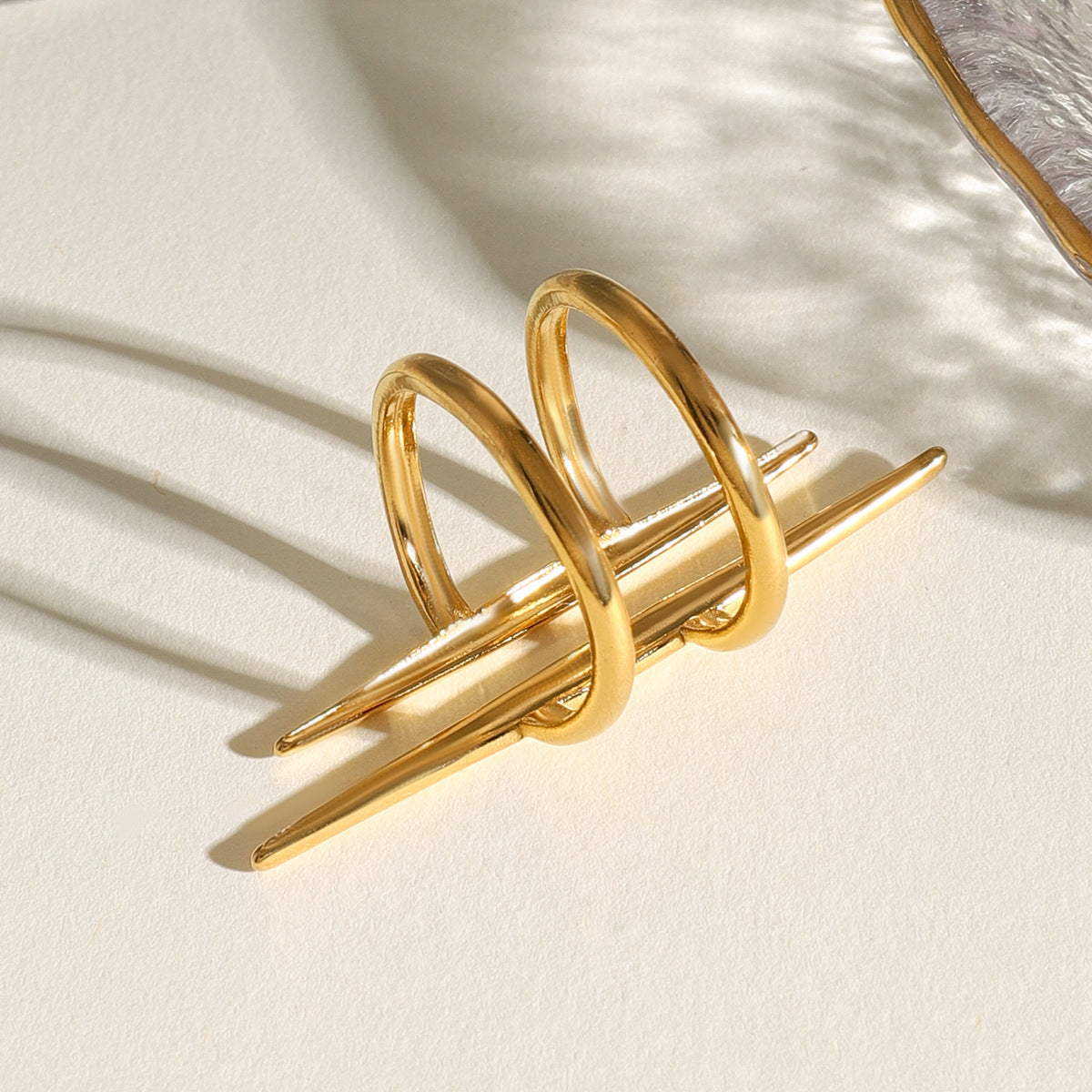 Damen Offener Ring mit modernem, zweifachem Design aus hypoallergenem Edelstahl Shop Nory