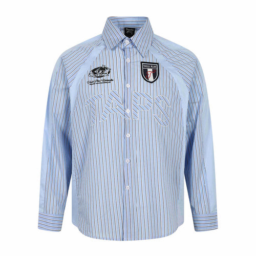Herren Gestreiftes Baumwollhemd mit Sticklogos und kontrastierenden Passe Shop Nory