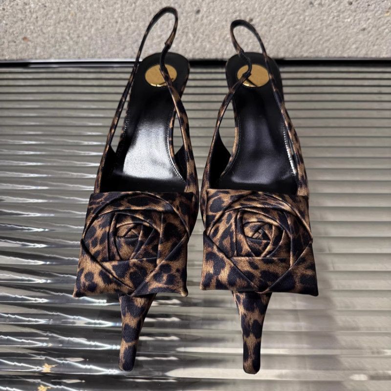 Damen spitze Slingback-Stilettos mit Satin-Rosenapplikation Shop Nory