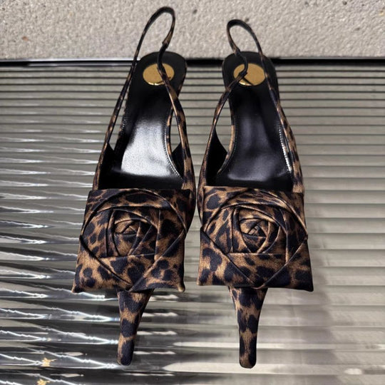 Damen spitze Slingback-Stilettos mit Satin-Rosenapplikation Shop Nory