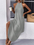 Damen lässiges Maxikleid mit hochwertigem Stoff und modischem Halsausschnitt Shopnory