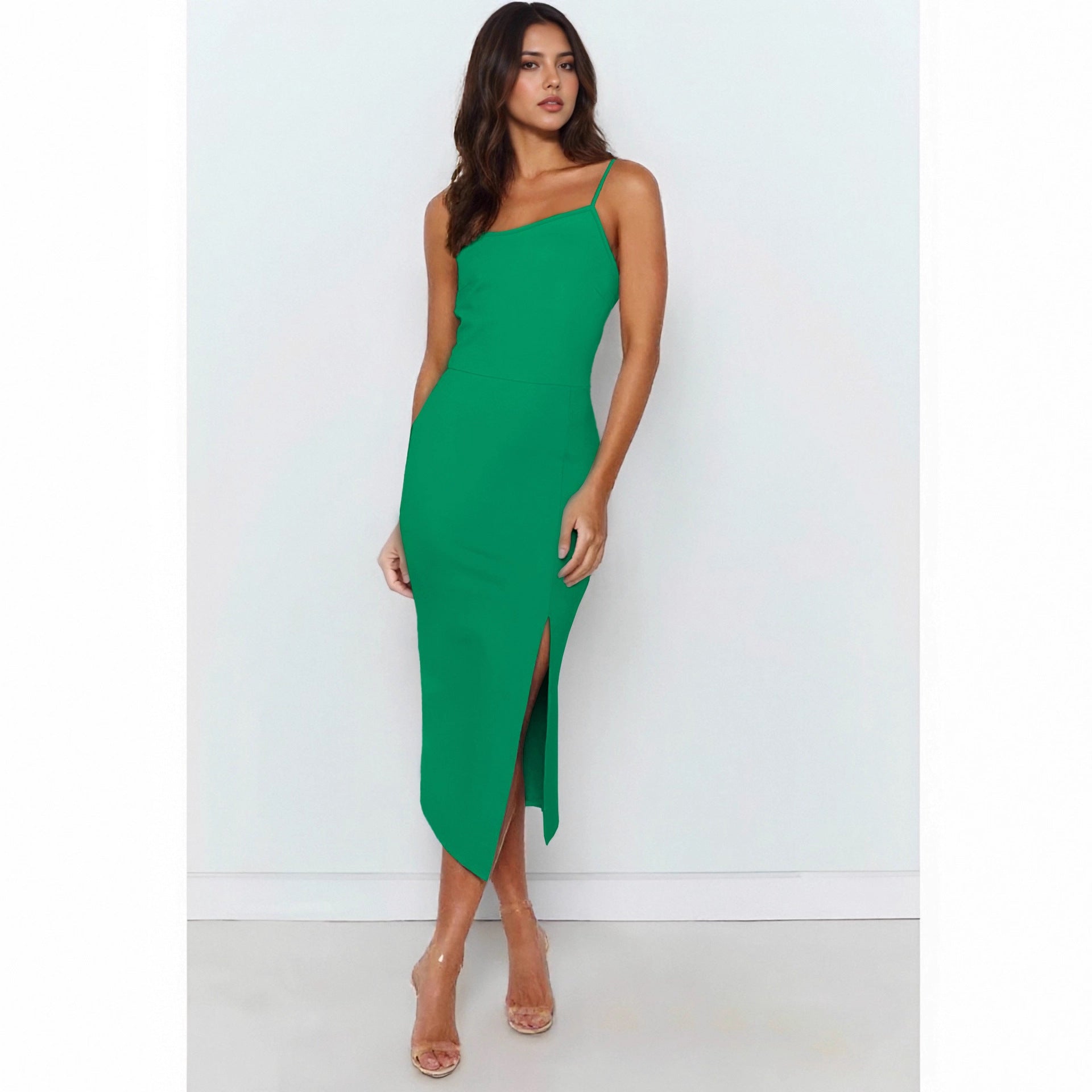 Damen ärmelloses Midi-Kleid mit elegantem Schlitz