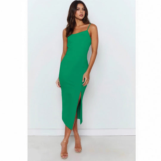 Damen ärmelloses Midi-Kleid mit elegantem Schlitz