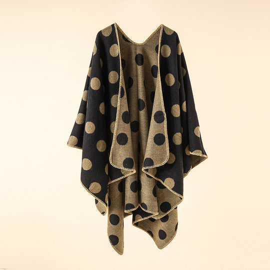 Damen Wendbarer Oversize-Capeponcho aus Jacquardstrick mit Zierstichkante Shop Nory