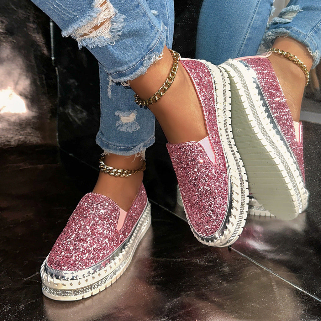 Damen Glitzernde Slip-On Sneakers Shopnory